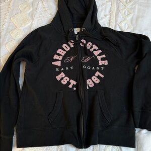 Aeropostale Black Zip-Up with Pink Accents